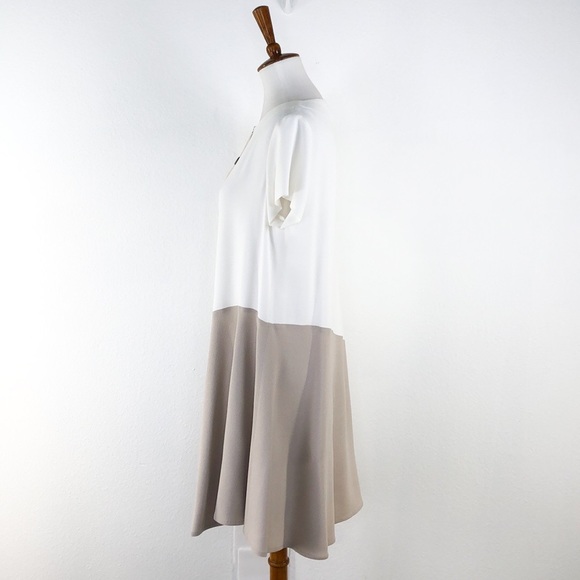 Antonelli Firenze Cream Tan Zip Front Shift Dress - Picture 3 of 9